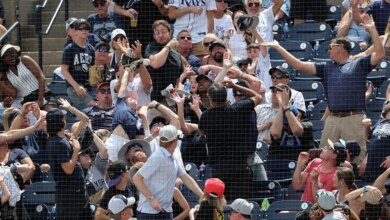 Dad makes incredible catch while daughter covers his eyes at Yankees game