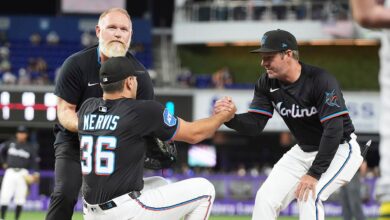 MLB viral moment: Marlins’ Matt Mervis gets hit with ball in unfortunate spot