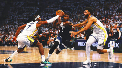 Timberwolves capitalize on Steph Curry’s absence to tie second-round series