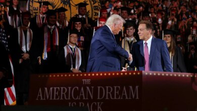 Trump praises Alabama athletics at commencement